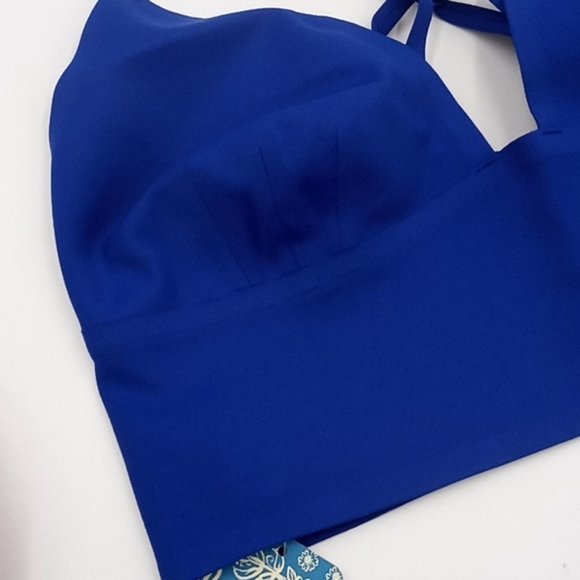 Free People Sage Longline Stretch Plunging V-Neck Bralette Aqua Blue - Picture 4 of 14